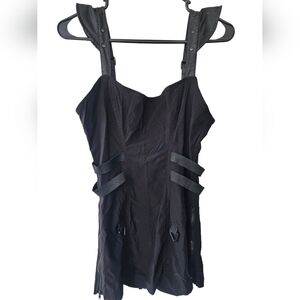 RARE LIP SERVICE Vintage Black Strappy Bondage Biothreat Dress Sz LG